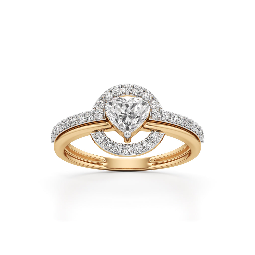925 Silver 18K Gold Plated Heart Halo DiamondStyle Ring Luxury Designer Jewellery