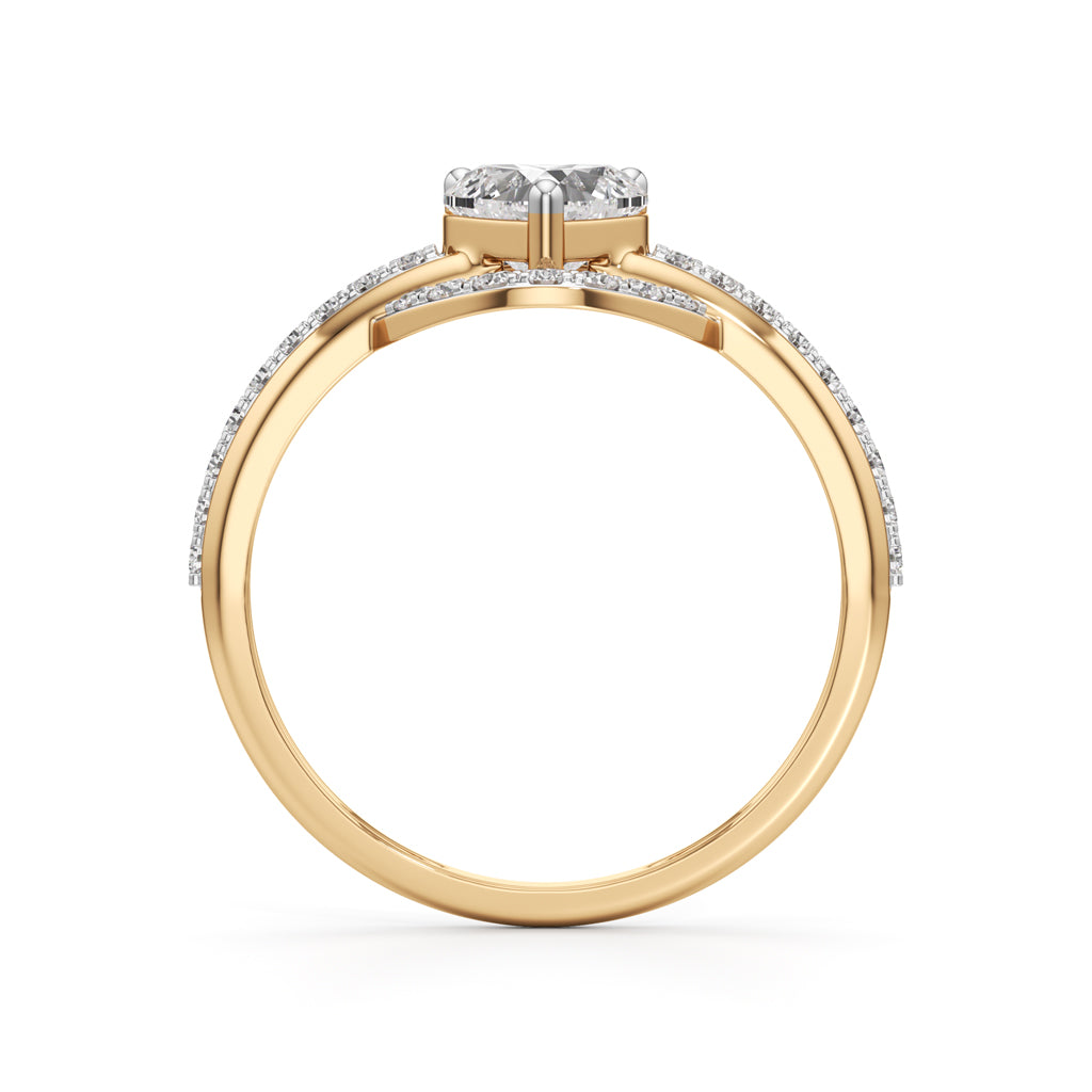 925 Silver 18K Gold Plated Heart Halo DiamondStyle Ring Luxury Designer Jewellery