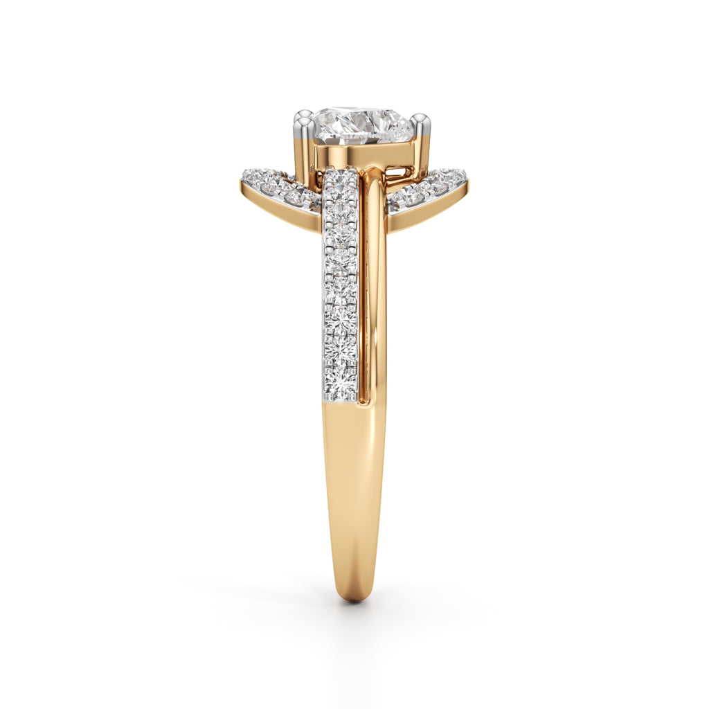 925 Silver 18K Gold Plated Heart Halo DiamondStyle Ring Luxury Designer Jewellery
