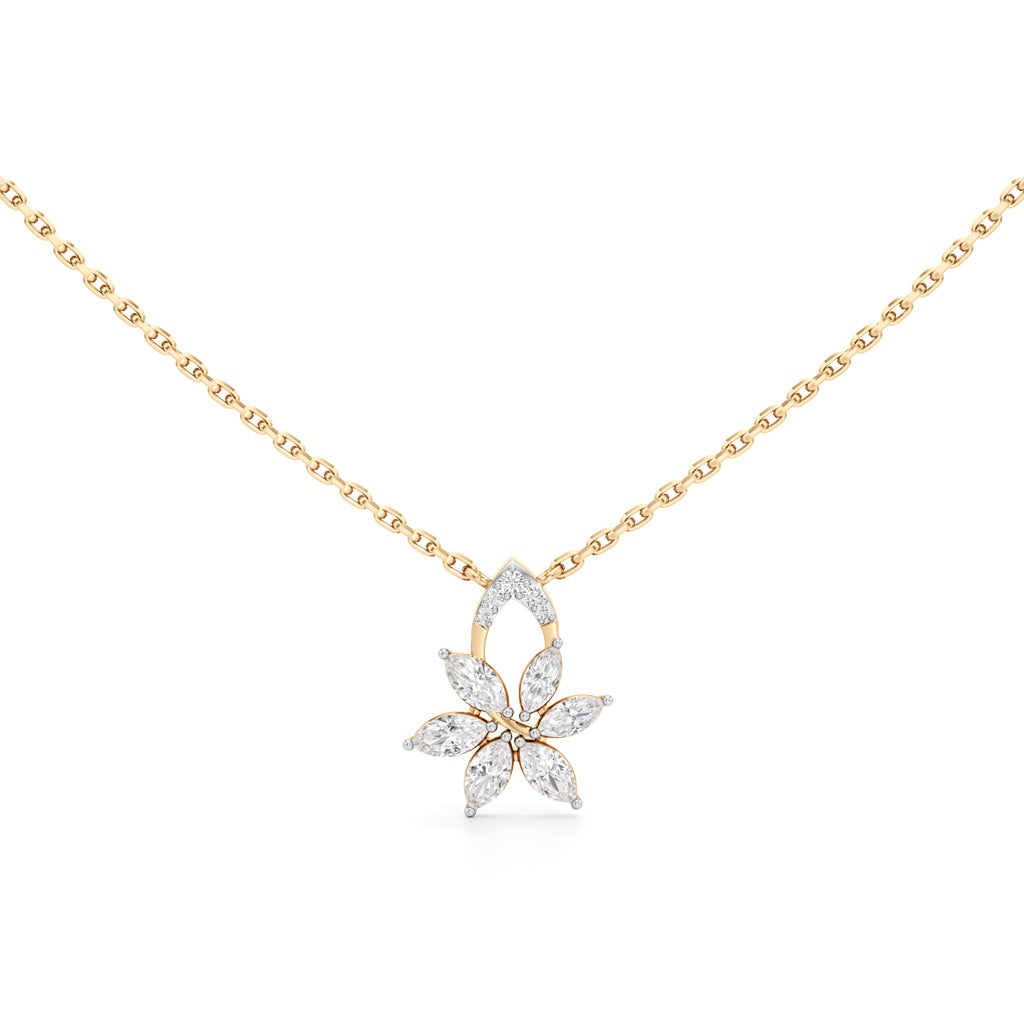 Marquise Floral Bloom Pendant in 925 silver 18k Gold Plated