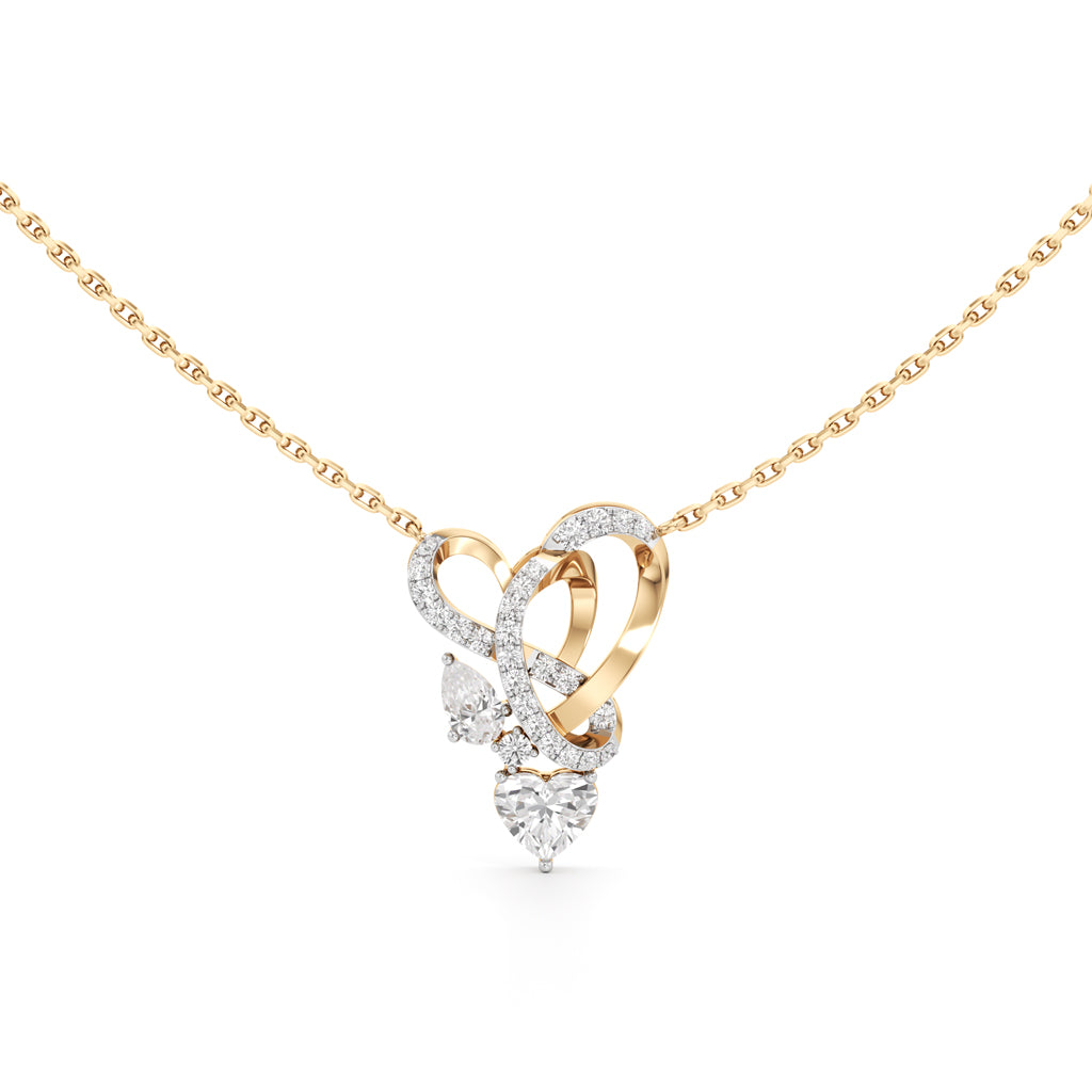 925 Silver 18k Gold Plated Eternal Heart & Pear Drop Pendant