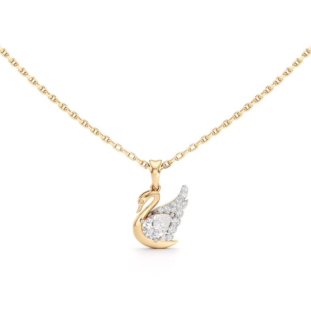 Graceful Swan Pendant 925 Sterling Silver 18k Gold Vermeil Lab Grown Diamond
