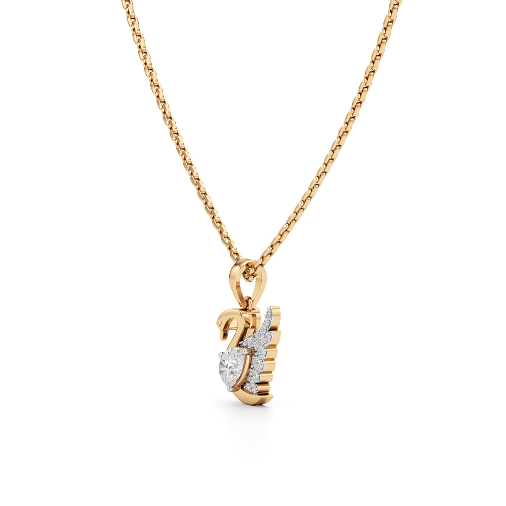 Graceful Swan Pendant 925 Sterling Silver 18k Gold Vermeil Lab Grown Diamond