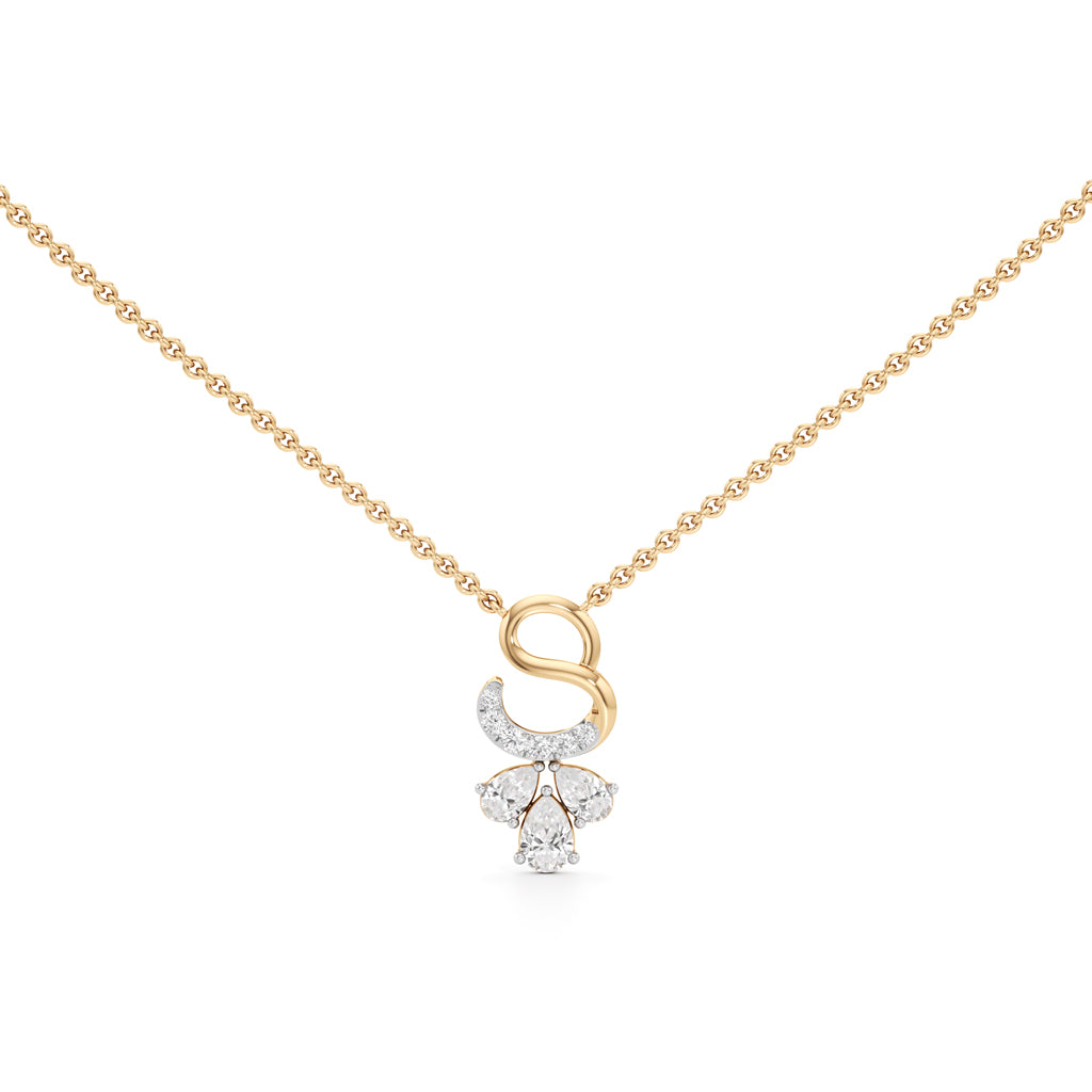 Celestial Crescent Drop Pendant 925 Sterling Silver 18k Gold Vermeil Lab Grown Diamond