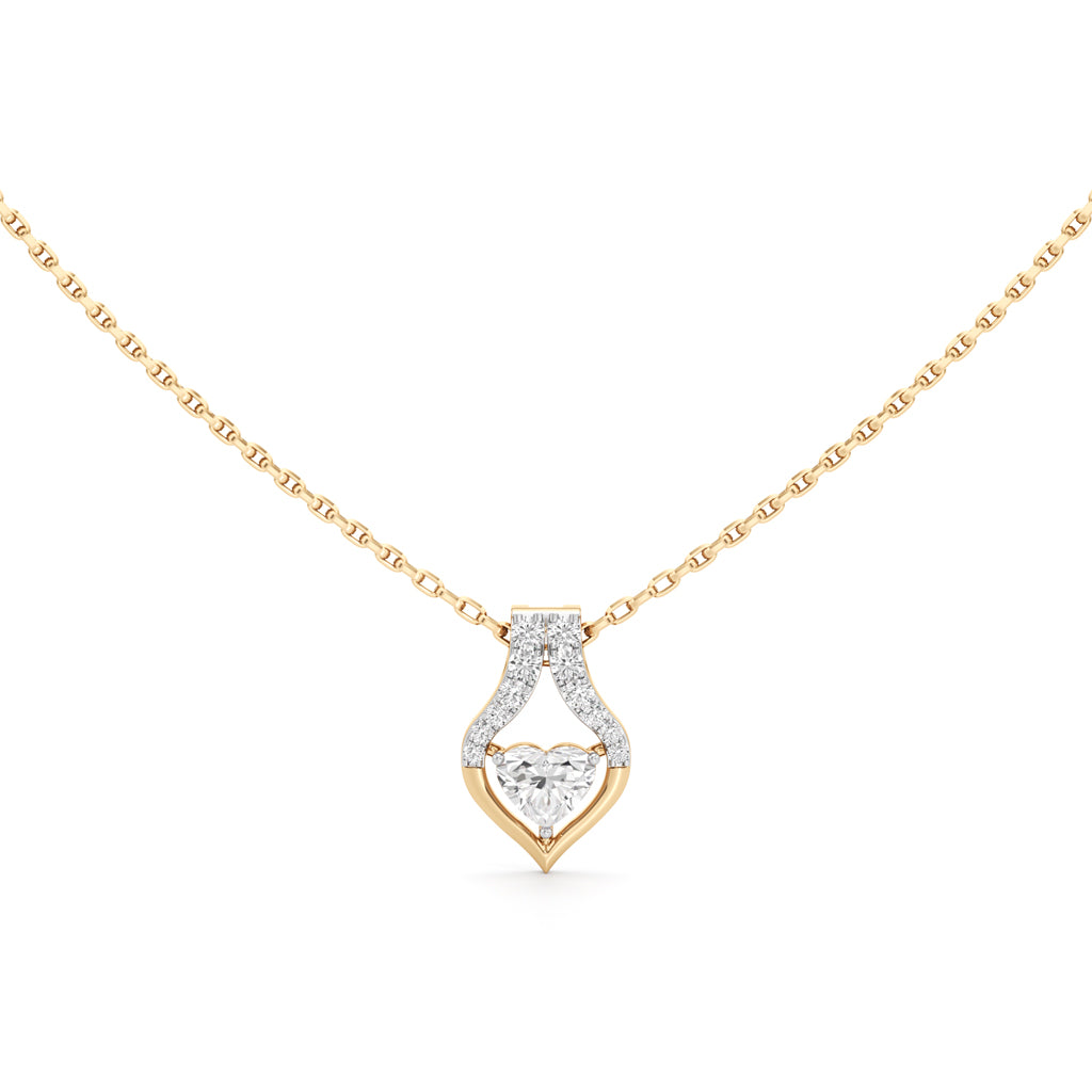 Pretty Heart 925 Silver 18K Gold Plated Pendant Necklace