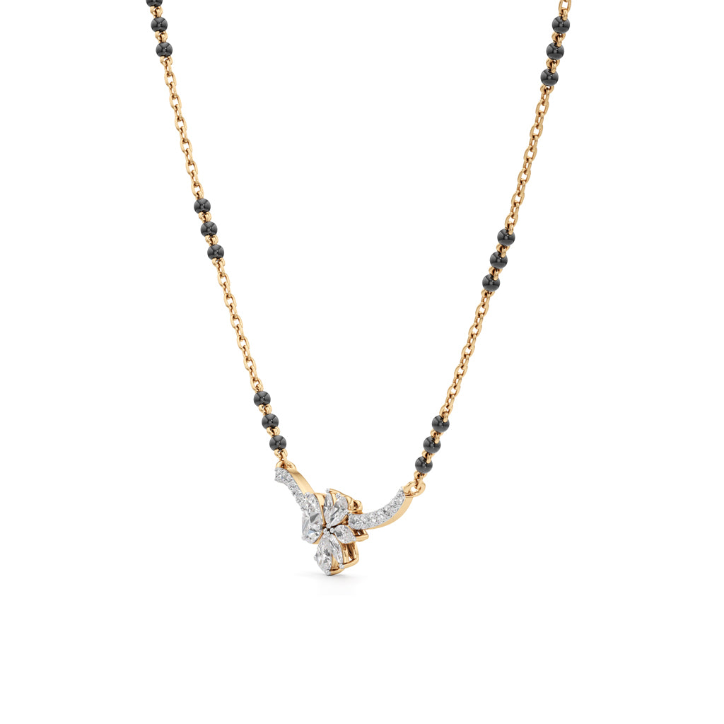Modern Floral Bloom 925 Silver 18k Gold Plated Mangalsutra