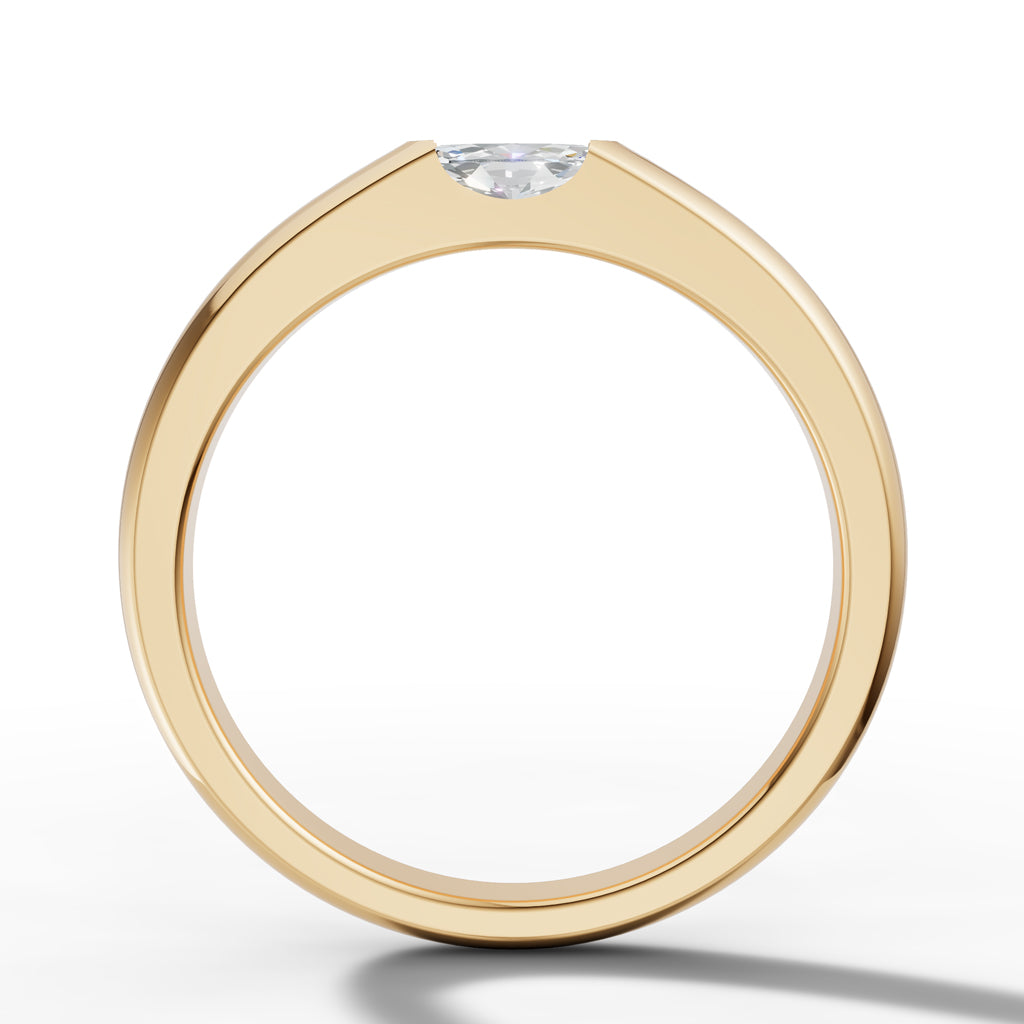 Sleek Horizontal Marquise Solitaire Band Ring