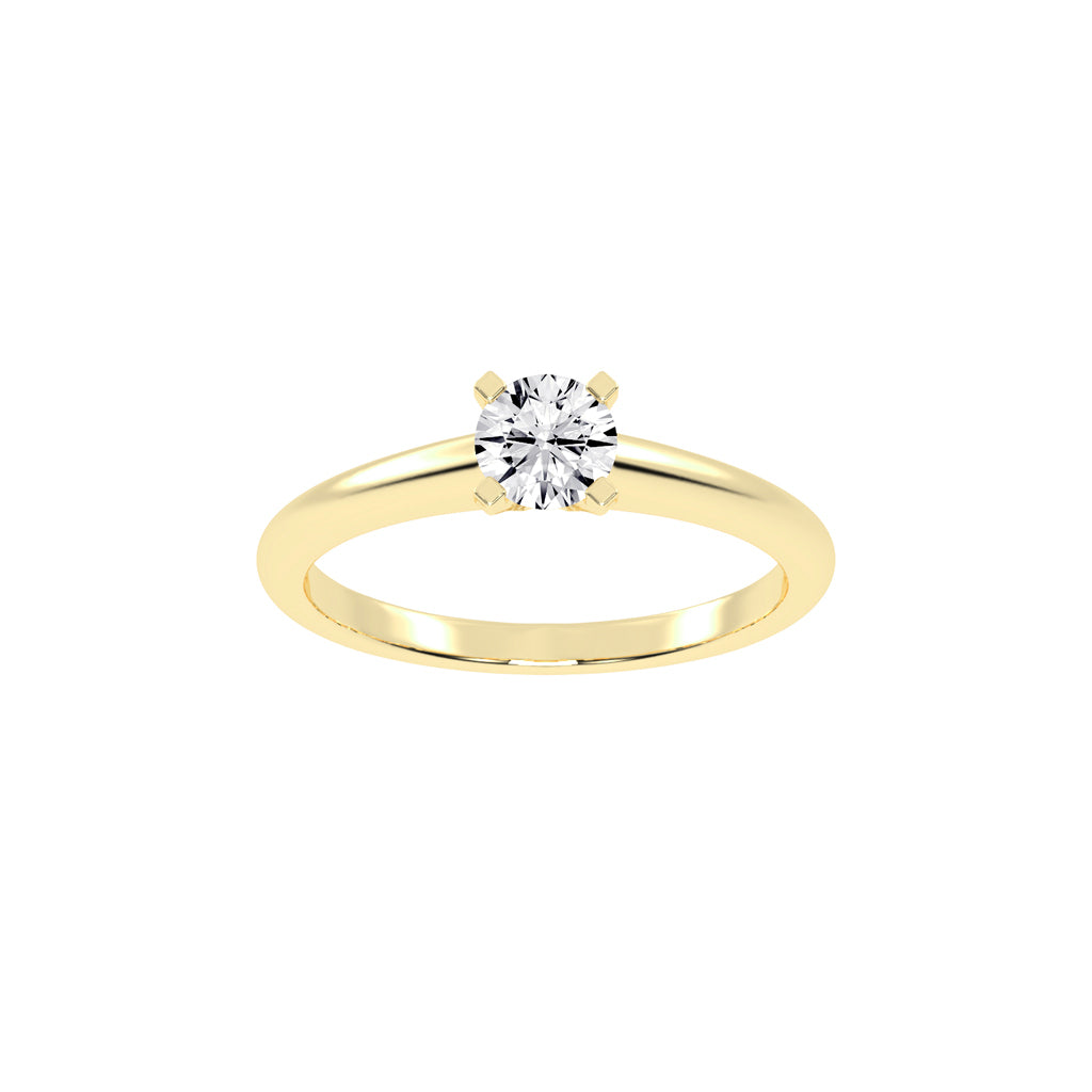 Solirra 0.50Ct Tab Prong Round Cut Solitaire Lab Diamond Ring