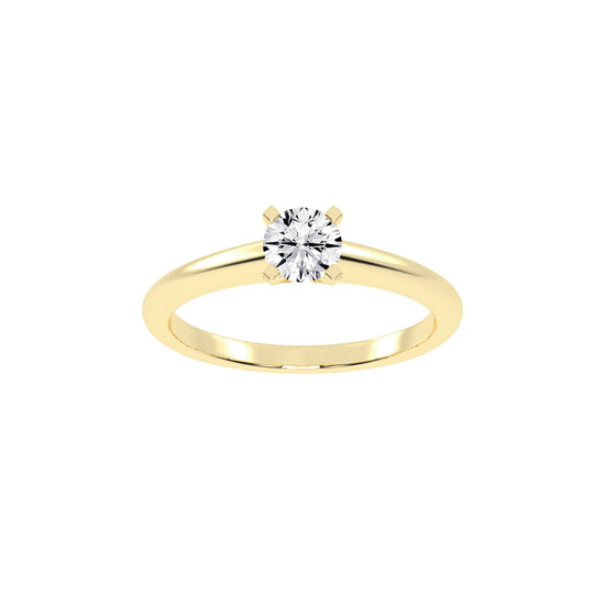 Solirra 0.50Ct Tab Prong Round Cut Solitaire Lab Diamond Ring