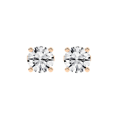 2Ct Round Shape Yellow Gold Solitaire Studs Earrings