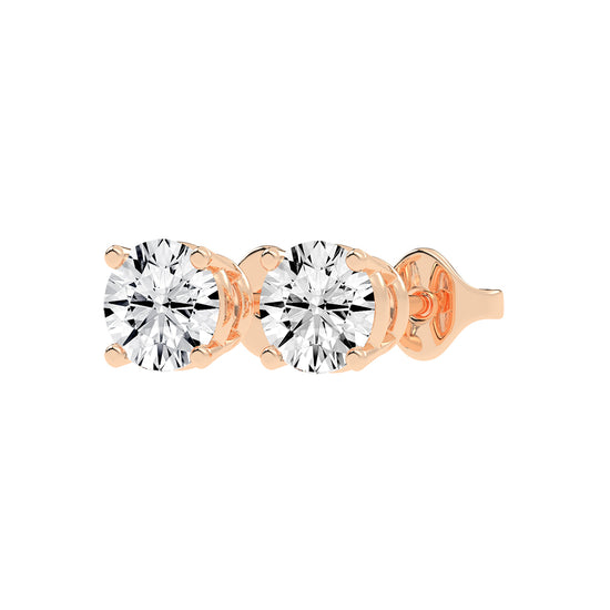 2Ct Round Shape Yellow Gold Solitaire Studs Earrings