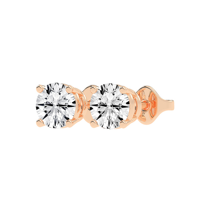2Ct Round Shape Yellow Gold Solitaire Studs Earrings
