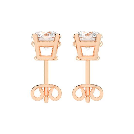 2Ct Round Shape Yellow Gold Solitaire Studs Earrings
