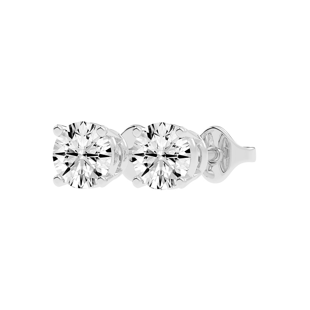 2Ct Round Shape Yellow Gold Solitaire Studs Earrings
