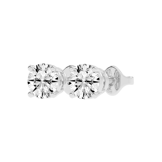 2Ct Round Shape Yellow Gold Solitaire Studs Earrings