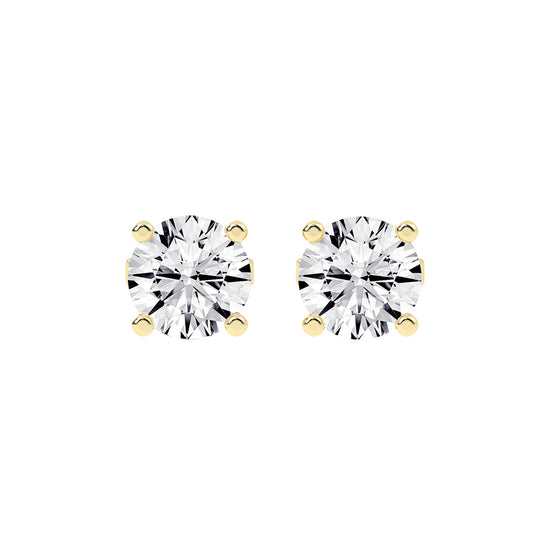 2Ct Round Shape Yellow Gold Solitaire Studs Earrings