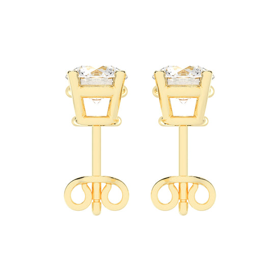 2Ct Round Shape Yellow Gold Solitaire Studs Earrings