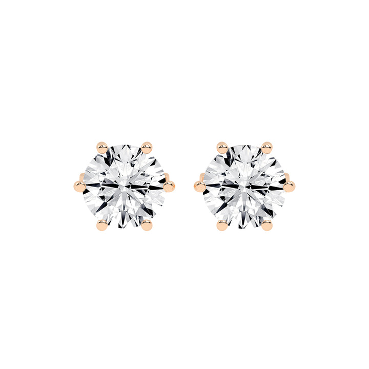 2Ct Round Shape Yellow Gold Solitaire Studs Earrings