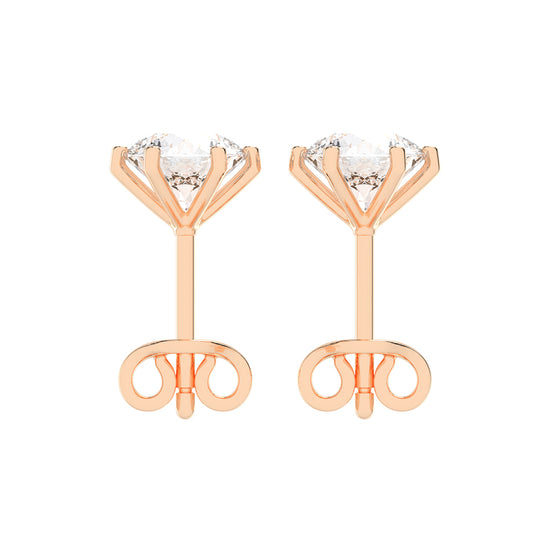 2Ct Round Shape Yellow Gold Solitaire Studs Earrings