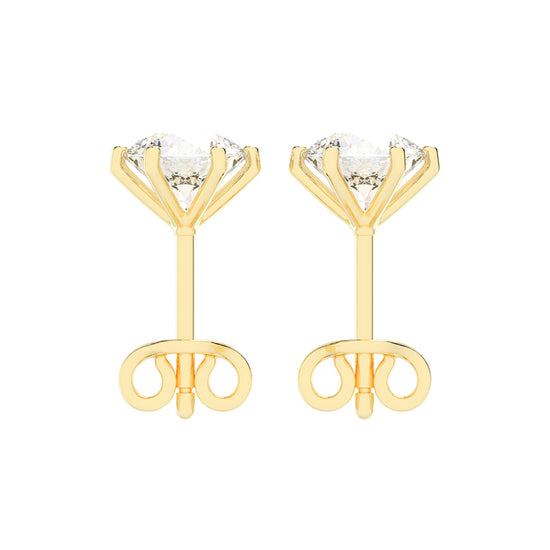 2Ct Round Shape Yellow Gold Solitaire Studs Earrings