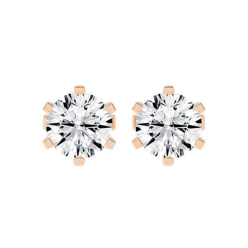 2Ct Round Shape Rose Gold Solitaire Studs Earrings