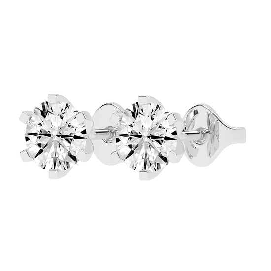 2Ct Round Shape Yellow Gold Solitaire Studs Earrings