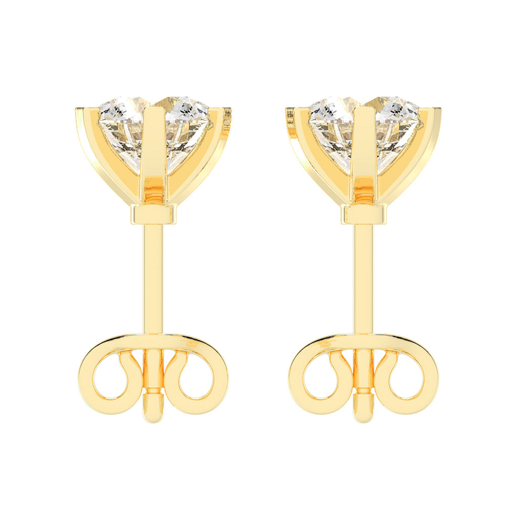 2Ct Round Shape Yellow Gold Solitaire Studs Earrings