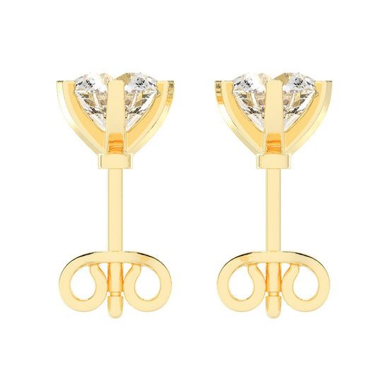 2Ct Round Shape Yellow Gold Solitaire Studs Earrings