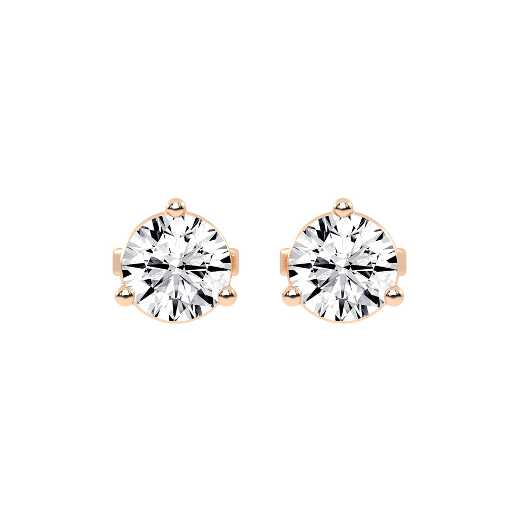 1.5Ct Round Shape Rose Gold Solitaire Studs Earrings
