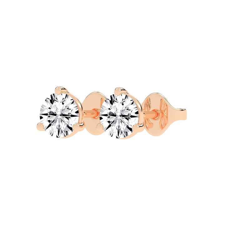 1.5Ct Round Shape Rose Gold Solitaire Studs Earrings