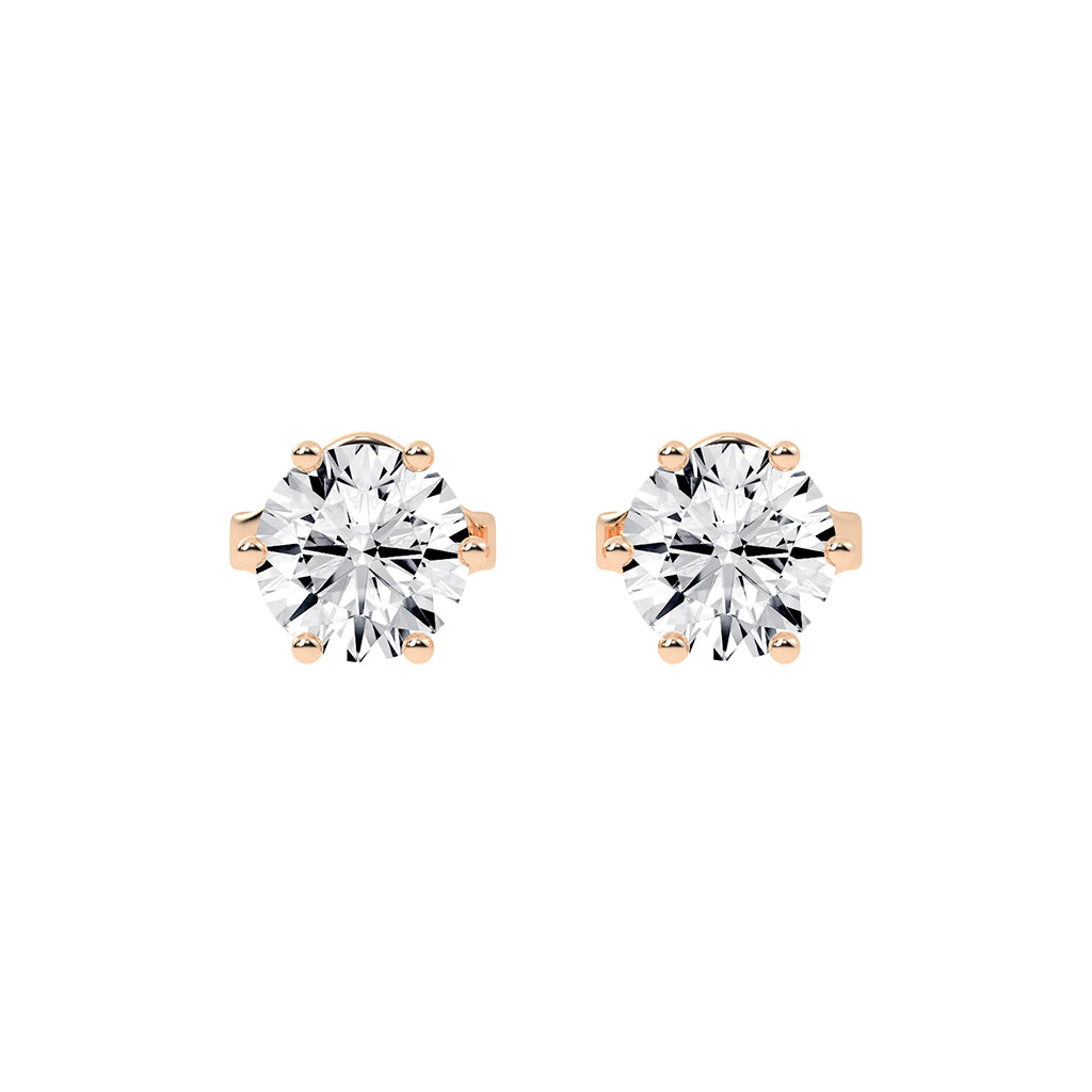 1.25Ct Round Shape Yellow Gold Solitaire Studs Earrings