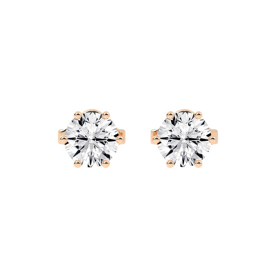 1.25Ct Round Shape Yellow Gold Solitaire Studs Earrings