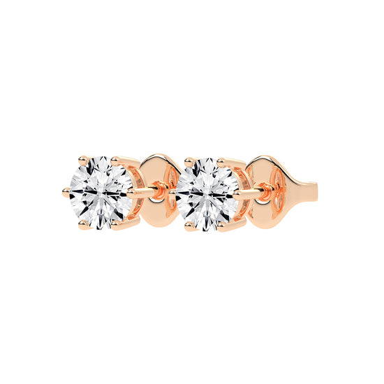 1.25Ct Round Shape Yellow Gold Solitaire Studs Earrings