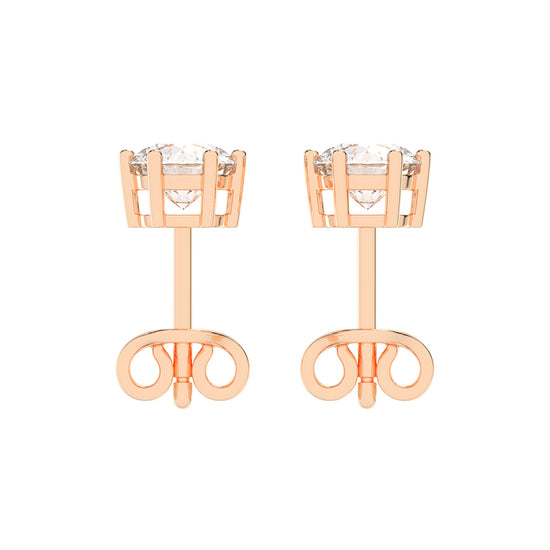 1.25Ct Round Shape Yellow Gold Solitaire Studs Earrings