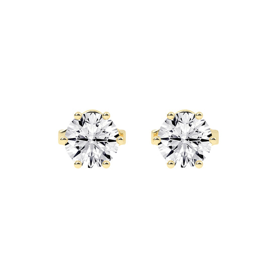 1.25Ct Round Shape Yellow Gold Solitaire Studs Earrings