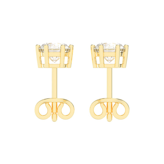 1.25Ct Round Shape Yellow Gold Solitaire Studs Earrings