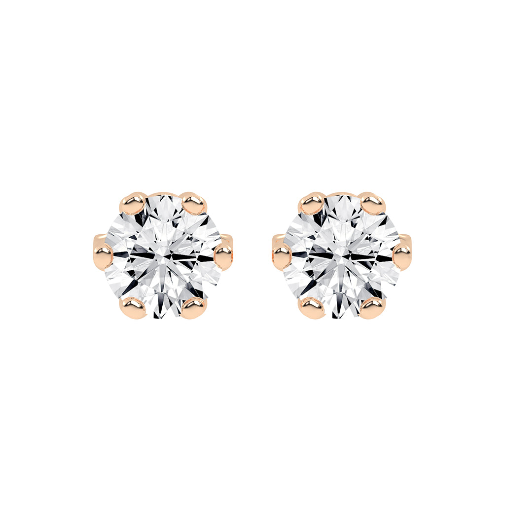 1.5Ct Round Shape Gold Solitaire Studs Earrings