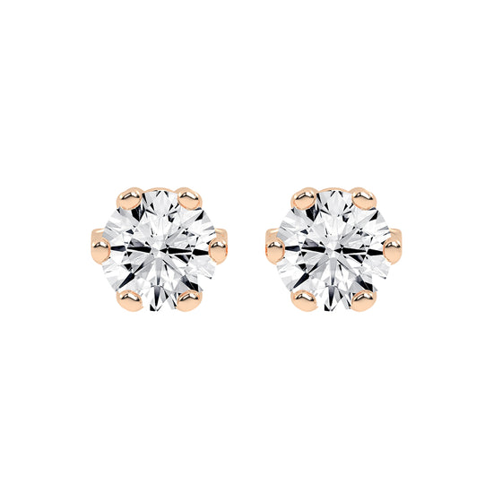 1.5Ct Round Shape Gold Solitaire Studs Earrings