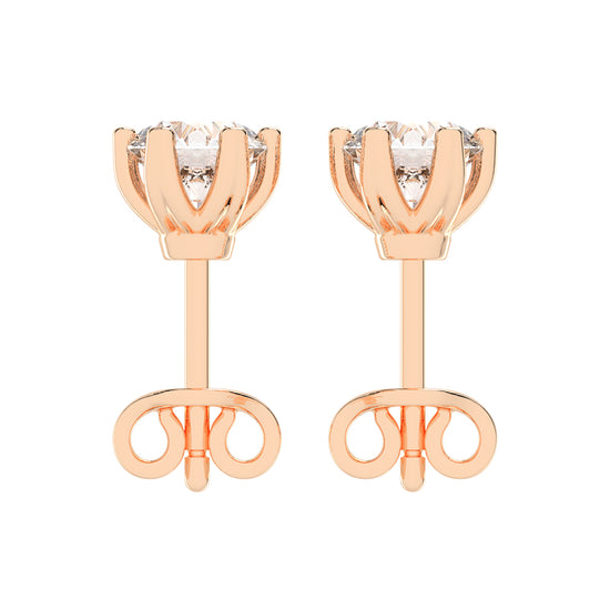 1.5Ct Round Shape Gold Solitaire Studs Earrings