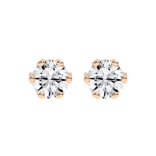 1.5Ct Round Shape Gold Solitaire Studs Earrings