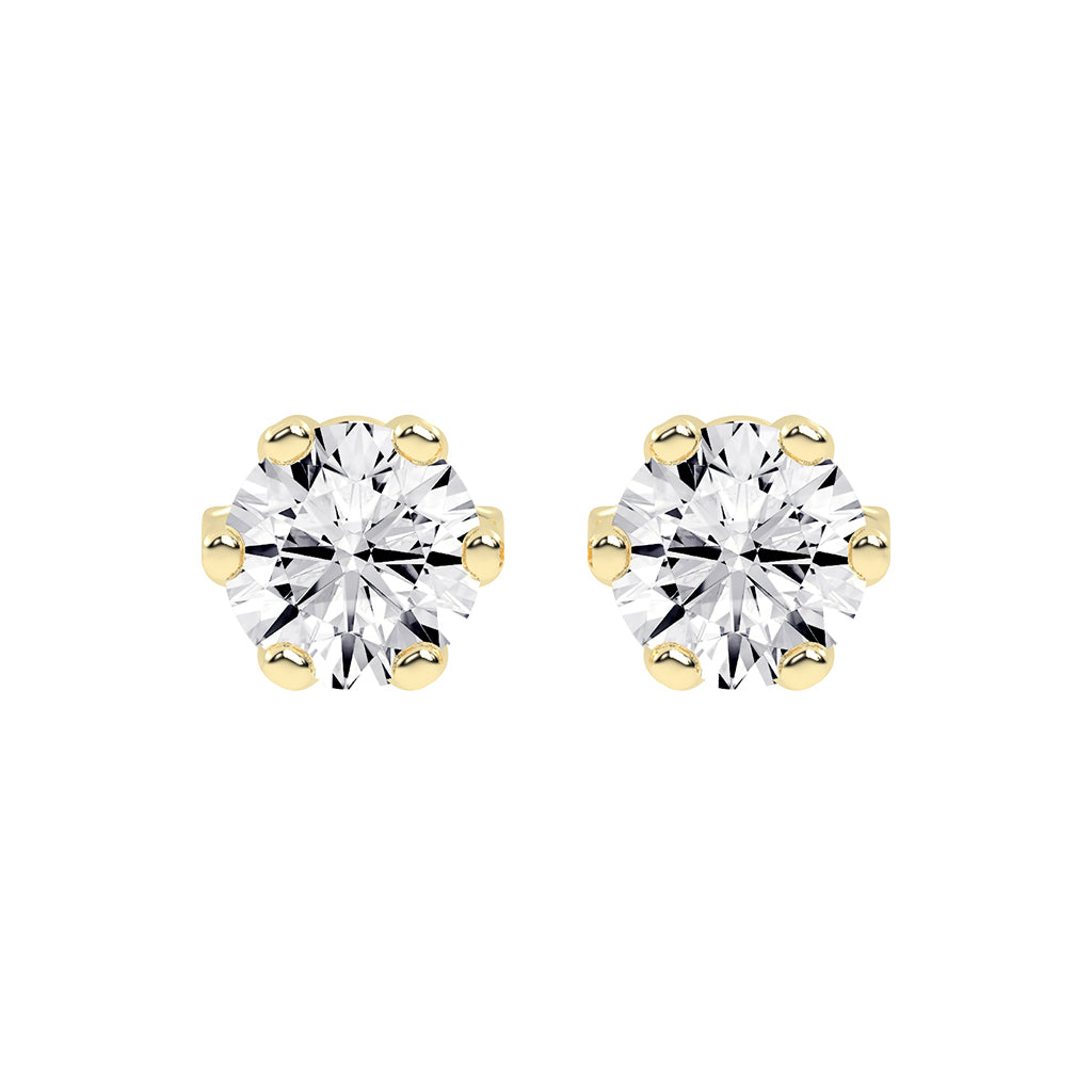 1.5Ct Round Shape Gold Solitaire Studs Earrings
