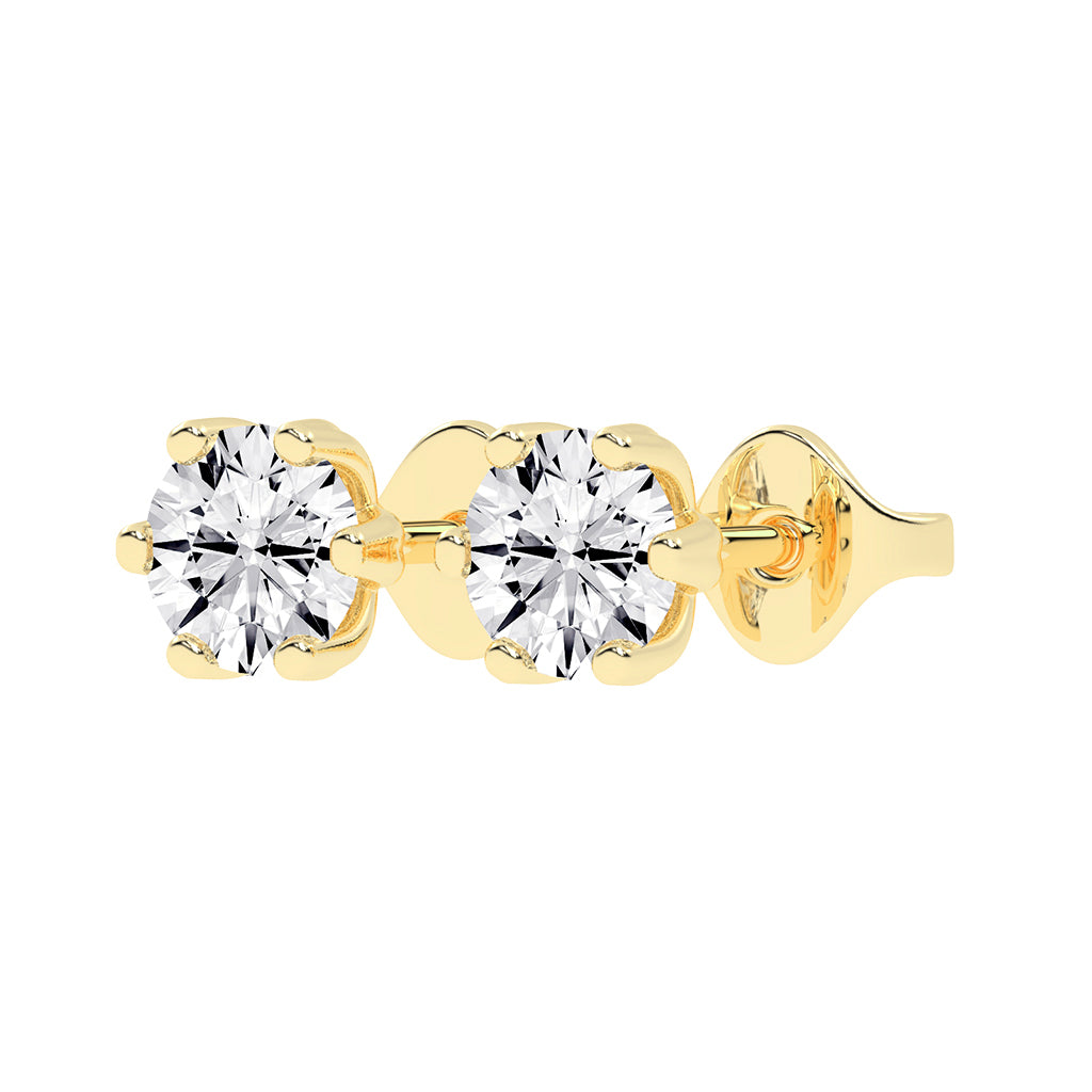 1.5Ct Round Shape Gold Solitaire Studs Earrings