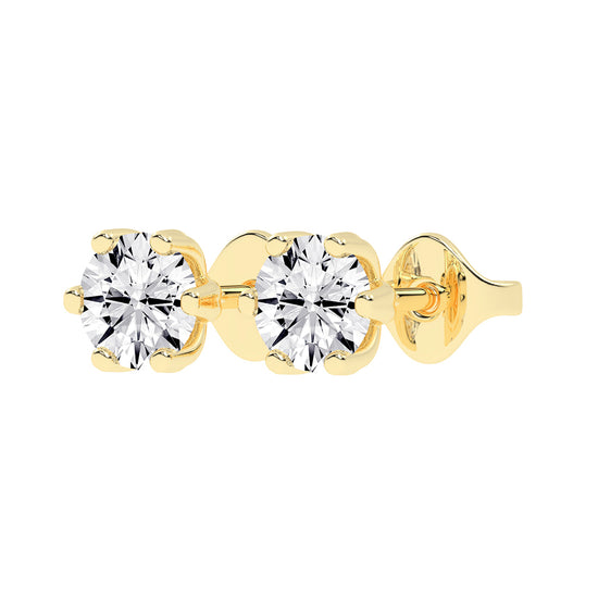1.5Ct Round Shape Gold Solitaire Studs Earrings