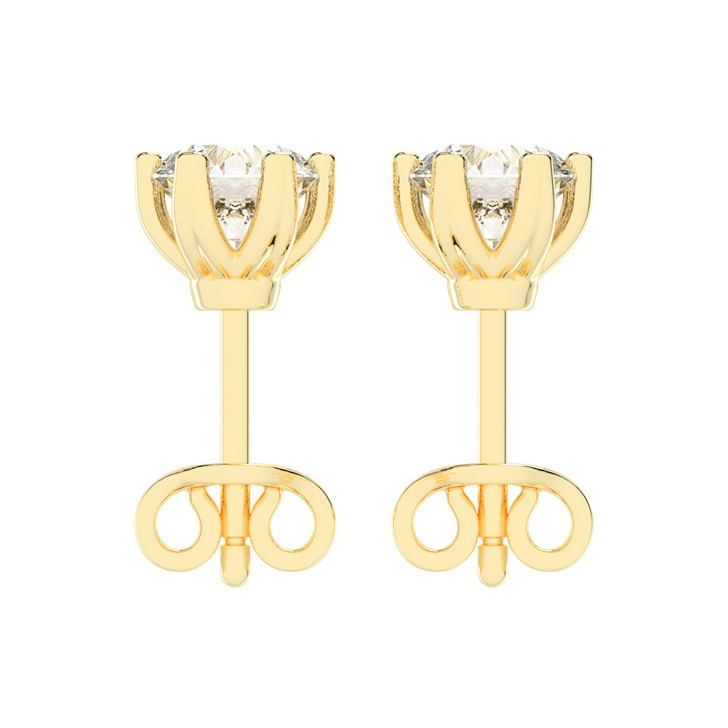 1.5Ct Round Shape Gold Solitaire Studs Earrings