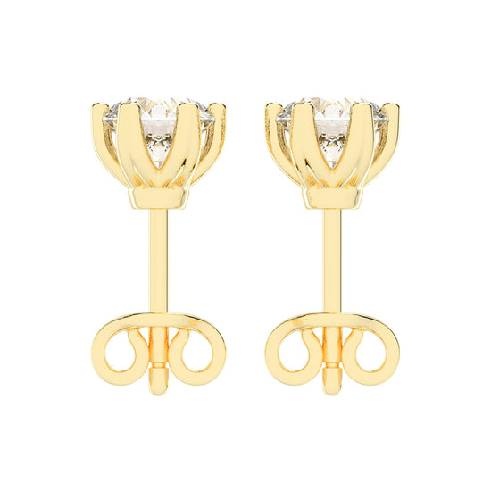 1.5Ct Round Shape Gold Solitaire Studs Earrings