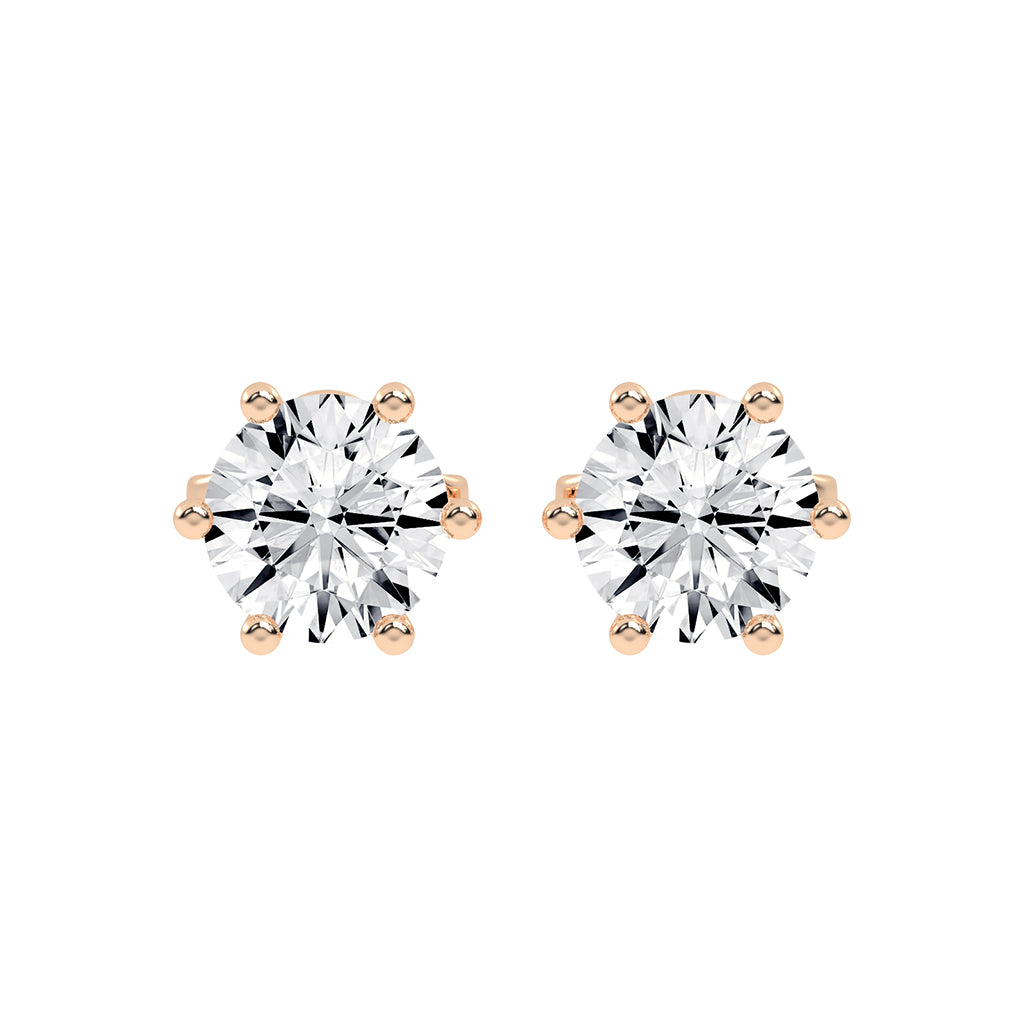 1.25Ct Round Shape Gold Solitaire Studs Earrings