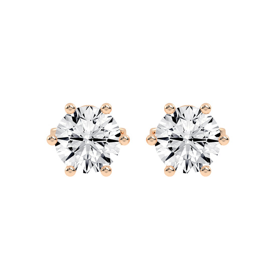 1.25Ct Round Shape Gold Solitaire Studs Earrings
