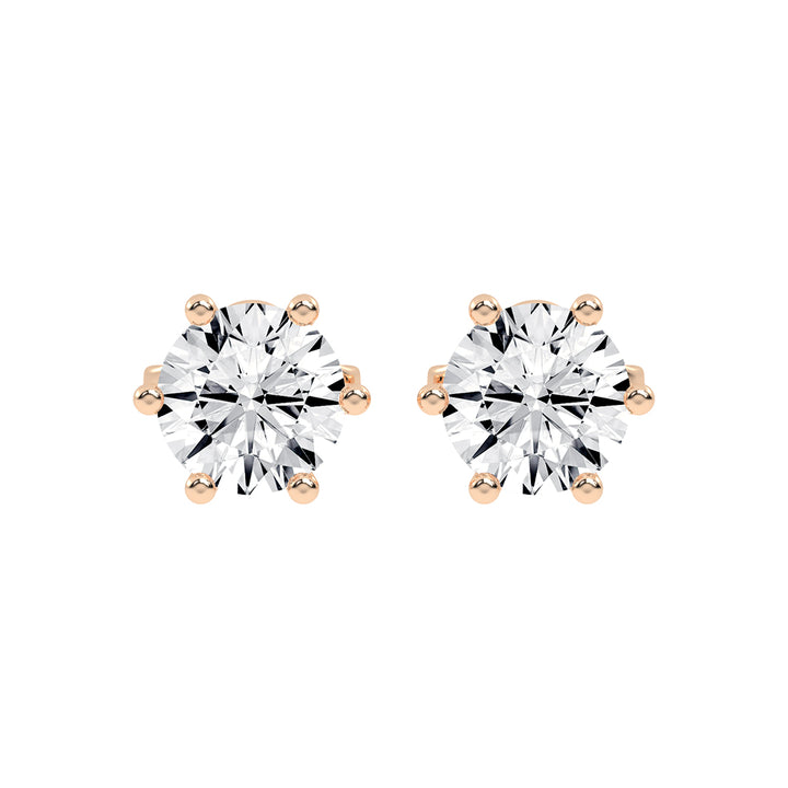 1.25Ct Round Shape Gold Solitaire Studs Earrings