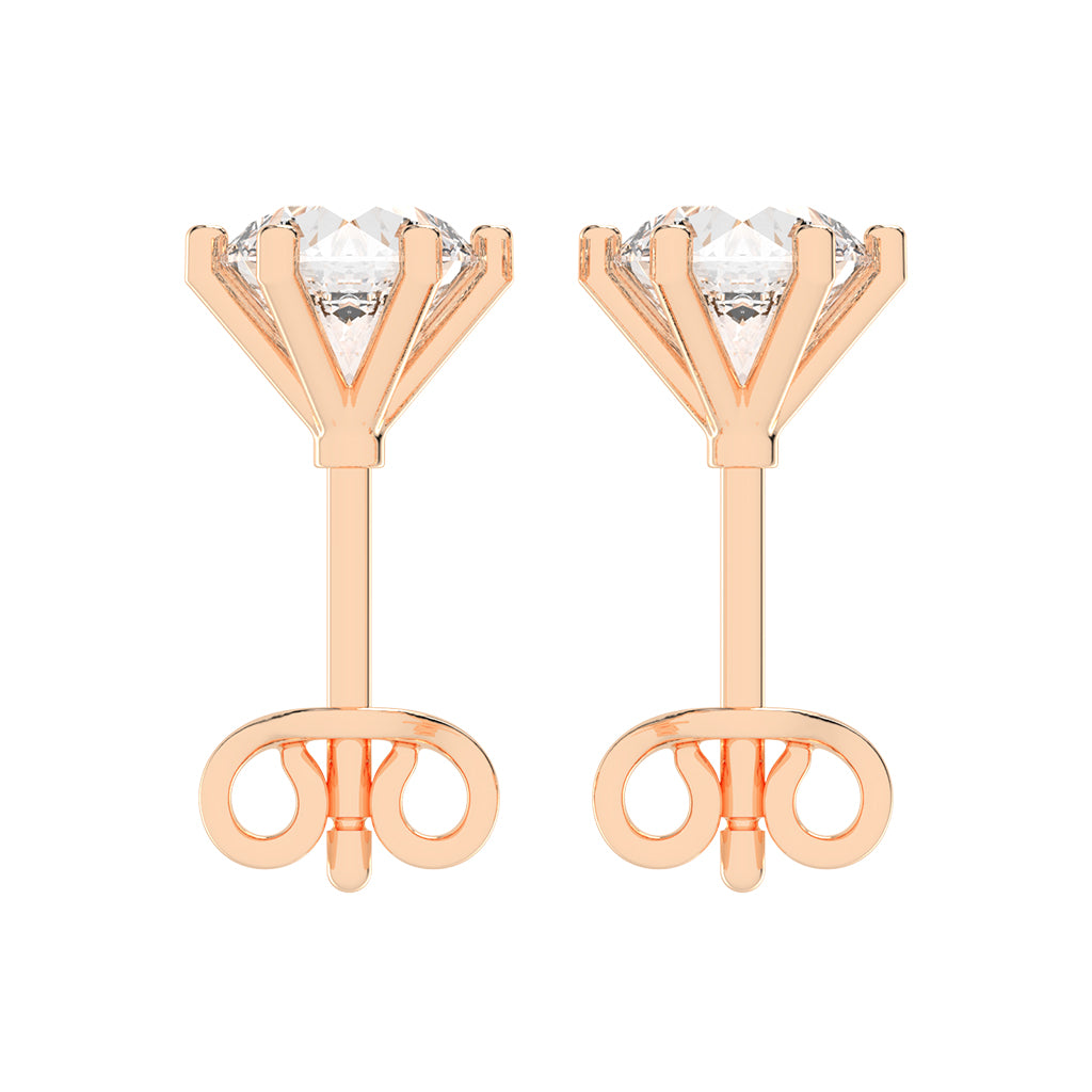 1.25Ct Round Shape Gold Solitaire Studs Earrings