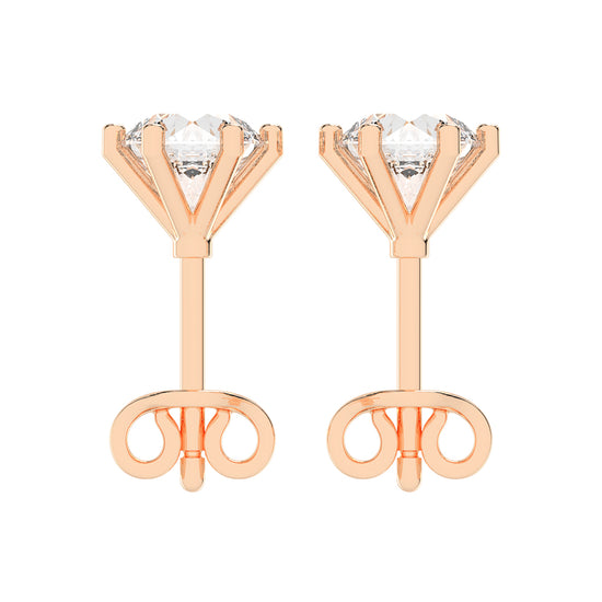 1.25Ct Round Shape Gold Solitaire Studs Earrings
